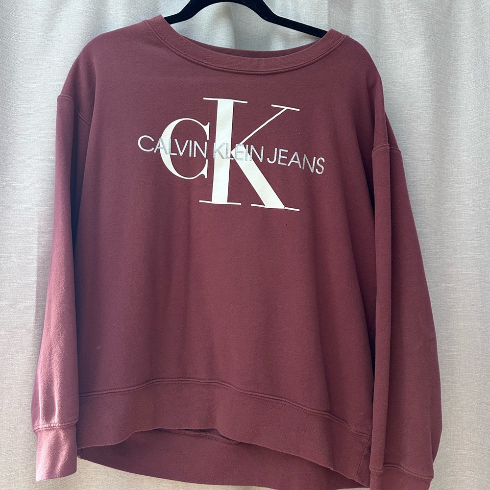 Calvin Klein Jeans Maroon Fleece Top